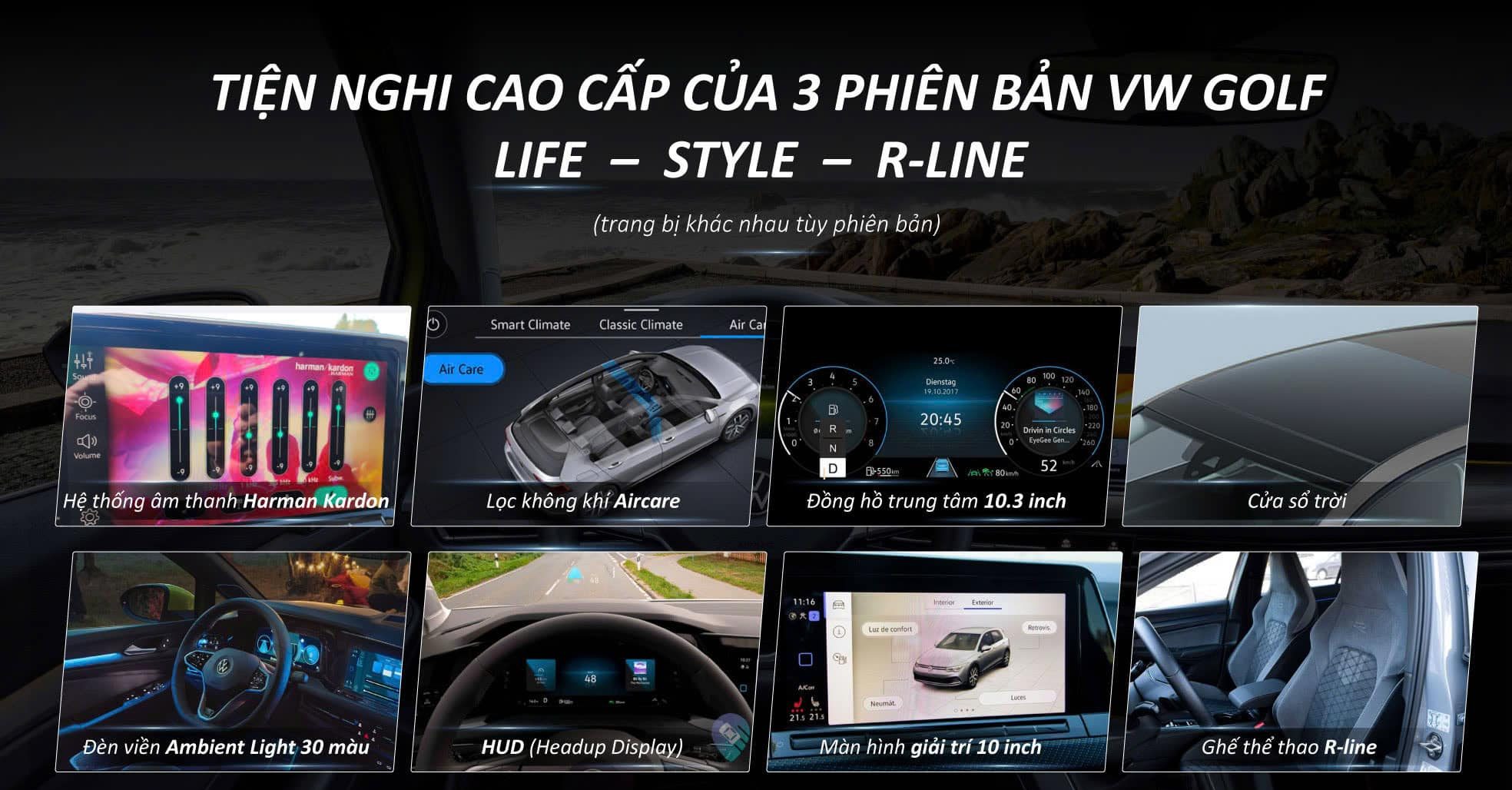 Volkswagen Golf 1.5 eTSI ( Life , Style , R-Line ) – Tặng Bảo hiểm vật chất + Phim cách nhiệt Hi-Kool Siêu cấp + 2 lần bảo dưỡng + Cá nhân hóa màu sắc xe